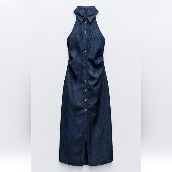🛑SOLD🛑ZARA TAILORED 💯% LINEN SHIRT DRESS ✨️SIZE M✨️ - Picture 2 of 6